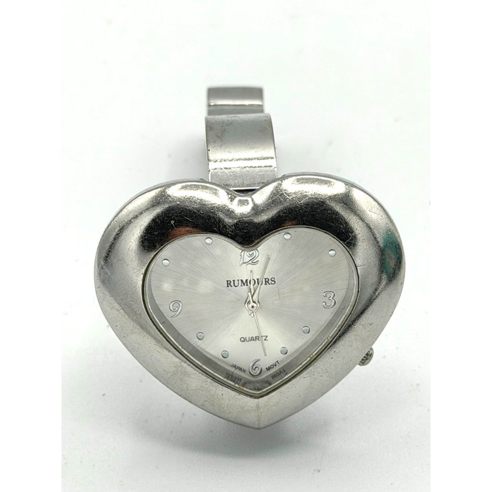 Rumours Womens Silver Tone Heart Shaped Bracelet Watch New Battery Running